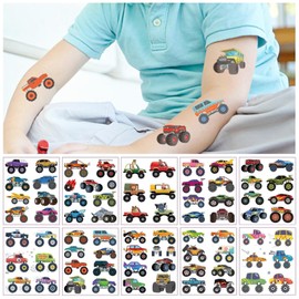 Monster Truck Temporary Tattoos for Kids Waterproof Fake Tattoo Stickers Cartoon Car Designs Fun Decals for Boys and Girls