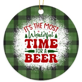 It's The Most Wonderful Time for A Beer Funny Drinking Humor Christmas Ornament - Christmas Oranment - Xmas Tree Decoration - 2023 Christmas Ornament - 3" Round PVC Ornament - Printed in USA AAO448