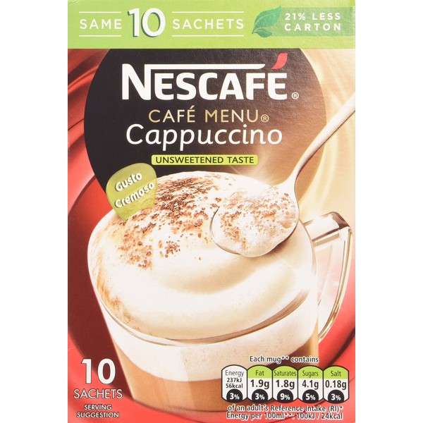 Nescafe - Menú de café - Capuchino - Sin azúcar - 142 g