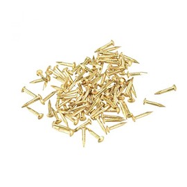 sourcing map Tiny Brass Nails 1.2mmx8mm(DXL) for Wooden DIY Decorative Pictures Boxes Household Accessories Brass Tone 100pcs