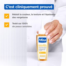 Mixa - Anti Stretch Mark Oil - 30% Omega 6 & 9 - Reduces Color, Texture & Thickness of Post-Pregnancy Stretch Marks or Variations in Weight & Height - 100ml