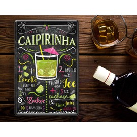 schilderkreis24 Tin Sign Cocktail Recipe "Caipirinha" Decorative Bar Kitchen Pub Counter Gift Idea Birthday Christmas Alcohol Long Drink Tonic Spirits Drinker 20 x 30 cm