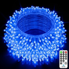 JXLEDAYY 403 FT 1000 LED Christmas Lights Outdoor Decorations Super Long Fairy Lights Waterproof 8 Modes Timer Clear Wire String Lights for Outside House Tree Patio Yard Wedding Party Holiday-Blue