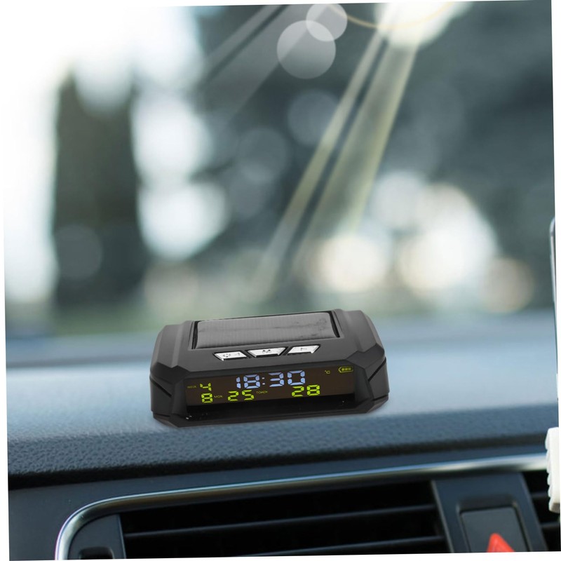 GRIRIW Automotive Thermometer Clock Solar Dashboard Timer Car Dashboard Digital