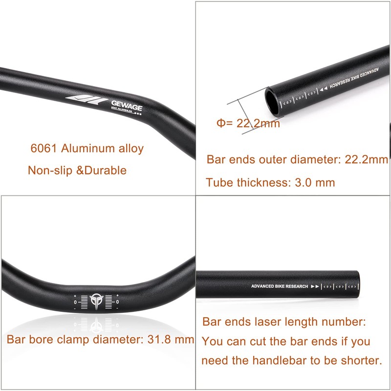 31.8 Bike Handlebar - 25mm, 55mm, 70mm, 90mm,120mm Riser Handlebar