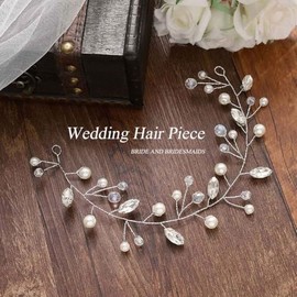 Asooll Adornos Para El Cabello De Novia Con Perlas, Cristales Plateados Y Diademas. Accesorios Para El Cabello De Novia.