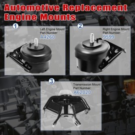 3Pcs Engine Motor Mount Compatible with Toyota Tacoma V6 4.0L 2005-2015 Transmission Mount Set, Replace A4260 A62020