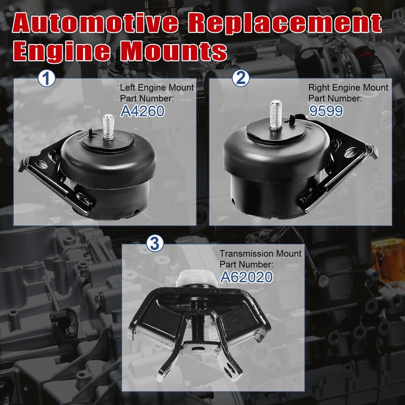 3Pcs Engine Motor Mount Compatible with Toyota Tacoma V6 4.0L