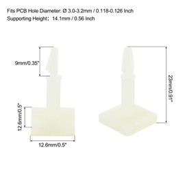 MECCANIXITY 55 Pcs Adhesive PCB Spacer, Sticky Nylon Insulated Standoffs for PCB Board, Supporting Height 0.56", Fits PCB Hole Dia 3mm to 3.2mm, White