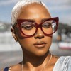 mincl Cat Eye Reading Glasses for Women,Retro Red Frame 2pack