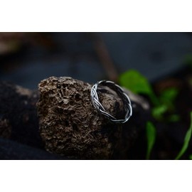 WINDALF RANA Narrow Braided Ring 3mm Viking Jewellery 925 Sterling Silver, Fabric
