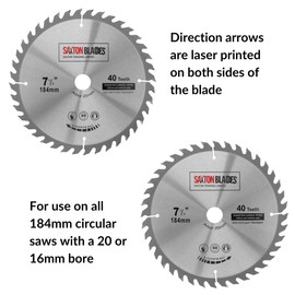 TCT18440T20B TCT Circular Saw Blade 184mm x 40T x 20mm Bore (16mm ring) fits Evolution Bosch Makita etc