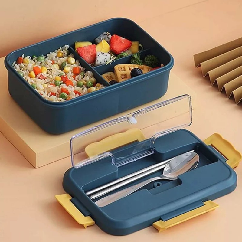 Maíz Contenedor Lonchera Box Lunch Topper Portatil + Cubiertos