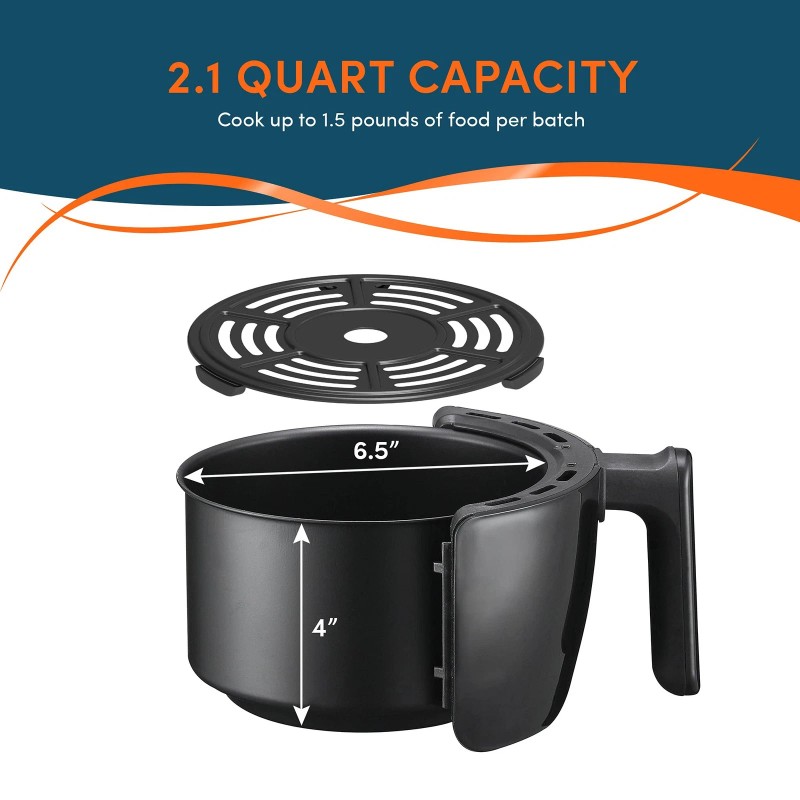 Elite Gourmet 2.1 Quart Compact Air Fryer Oil Free Healthy