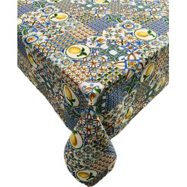 1KDreams Sicilian Lemon and Majolica Rectangular Tablecloth Modern Made in Italy 130 x 180 cm