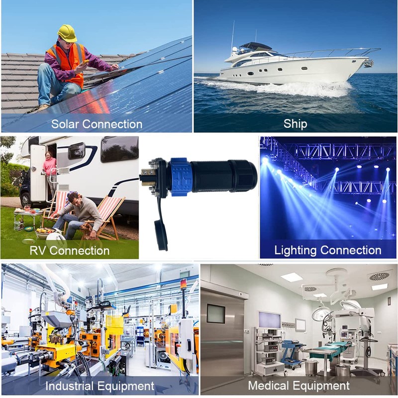 GaiRen 50 Amp Industrial Connector, 8AWG 2 Pin Waterproof IP67