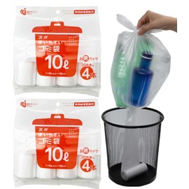Chemical Japan HDR-10L-4 Easy to Use Trash Bags, 3.2 gal (10 L), 1 Roll (20 Pieces), Value Pack, Set of 8 (4 x 2), Large Capacity, Perforation Cut, Compact, Easy Replacement, Disposable Storage,