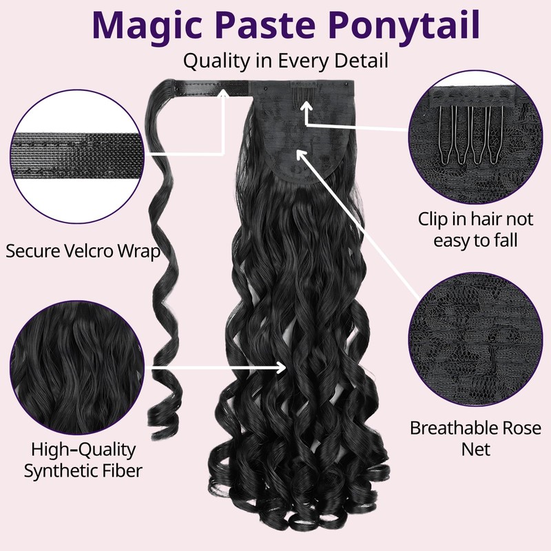 18" Loose Curl Wrap Around Spiral Curly Ponytail Extension