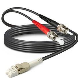 Yunsufiberpro 50ft / 15m Outdoor Armored OD-5mm OM1 LC to ST Fiber Cable, Multimode Duplex 62.5/125 MMF, LC-ST Fiber Optic Patch Cable