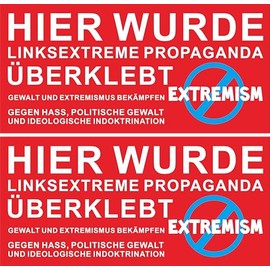 Set of 2 Car Stickers, Anti-Left Extreme Stickers, 2 Pieces, 10 x 10 cm, Weatherproof and UV-Resistant, Glued Over Left Extreme Propaganda, Ideal Against Communism and Left Slogans (Extremism)