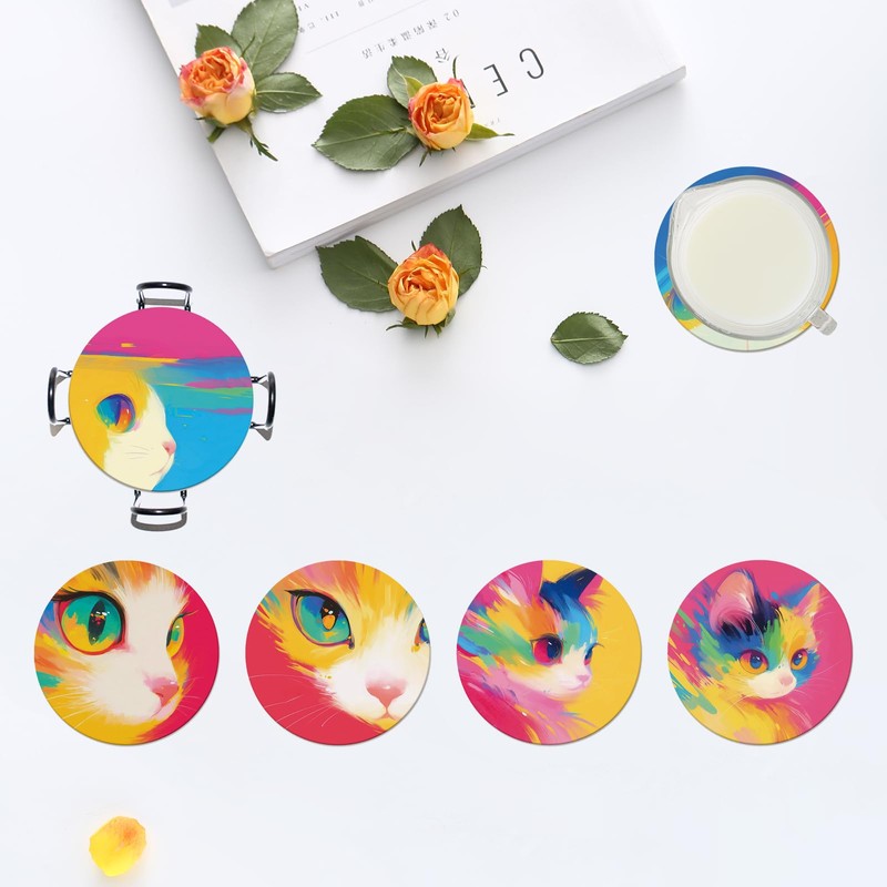 Ceramic Coasters Set of 6 with Holder Absorbent, Non-Slip Drink