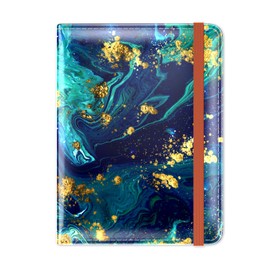 Passport Holder for Travel Essentials, Passport Wallet Cover Case for Travel Must Haves Accessories, Passport Book Holders for Women and Men, Gold Green Marble