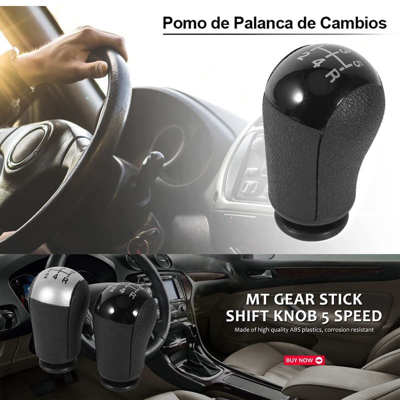 Gear Stick, ABS Comfortable 5 Speed Knob for Car (Black)