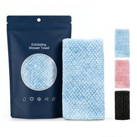 Exfoliating Shower Towel, 2-in-1 Exfoliating Towel, Premium Scrub Wash Cloth for Body Face, Body Scrubber with 2 Sides - Deep Cleansing for All Skin Types(Blue)
