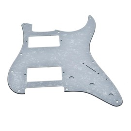 KAISH 11-Hole Modern Style 2-Humbucker H/H Pickguard for American Strat with dual humbucking pickups Humbucker with Square Corner White Pearl