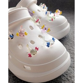 tikono Axolotl Shoe Charms Glow in the Dark Mini Animal Ornaments Resin Unique Ajolote Figurines for Clog Enthusiasts, 16 Pieces Set, One Size Fits All, Acrylonitrile Butadiene Styrene