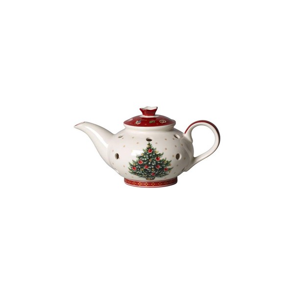 Villeroy & Boch Toy's Delight Decoration Tea Light Holder Coffee Pot, Red, 16 x 9.5 x 9 cm, Hard Porcelain, Brown/White, One Size, Tealight