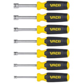 VACO VAC7070 7-Piece SAE Nut Driver Set, Laser Etched Sizes, Magnetic Tip, Hollow Shaft and Comfort Grip for Precise Hex Nut Driving