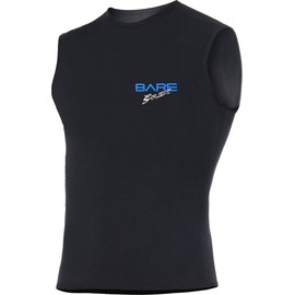 BARE 3MM Men's Hooded Vest: Added Warmth Under Any Full Wetsuit, Black L