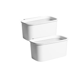 Rikyo 2 Pack White Hanging Cup Holders,10x5x4.5 Trolley Basket Storage,Rolling Cart Accessories Hanging Buckets Hanging Bins,Storage Bucket,Make Up Pencil Holder,Kitchen Storage Container
