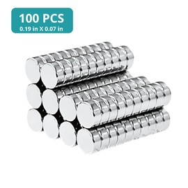 Round Rare Earth Magnets, 0.19in D X 0.07in H / 5x2mm (100 Pack), Neodymium Disc Circle Magnets, for Refrigerator, Crafts, Projects, School, Notice Board, whiteboard, Office
