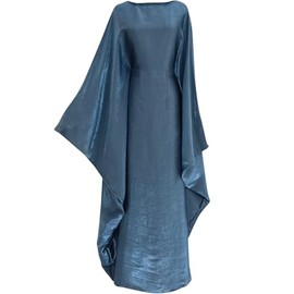 Dubai Bat Sleeve Dress Shiny Robe for Women Muslim 1pc Abaya Eid Prayer Clothes Soft Dubai Travel Party Dress Maxi Abaya