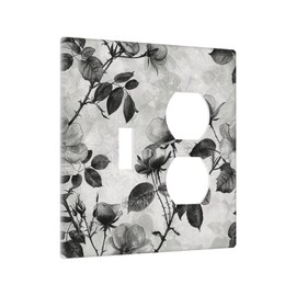 Annisrak Wallplates Black Breezy Watercolor Garden Floral 1 Toggle 1 Duplex Switch Plate Electrical GFCI Faceplate Decorative Light Switch Covers for Bedroom Home Decor