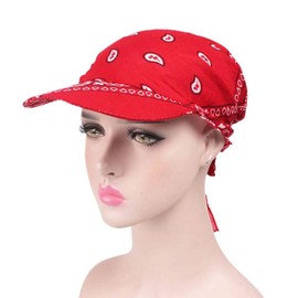 Amorar ladies' Cotton Beanie, Headscarf, Bandana, Hat, Retro Style Sun Hat, Golf, Tennis, Baseball Cap, Turban, Headwear, Head Wrap, Sun Visor Cap, red
