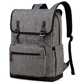 VASCHY Laptop Backpack, Water Resistant Multifunctional Business College Bookbag Computer Travel Backpack for Men Women Fits 15.6in Laptop,Gray