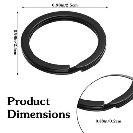Hpmjz 40PCS Black Split Key Ring Stainless Steel Round O Rings Flat Bulk Keychain Heavy Duty Keyring Carabiner Clips Strong Key Snap Hooks for Crafts DIY Accessory Hang Card