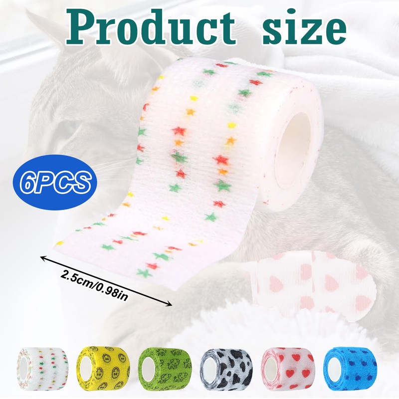 6 Rolls Dog Bandages for Paws – Vet Wrap for