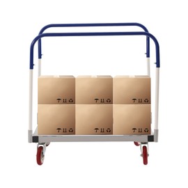 1500 Lb Panel Trolley, Silver with Steel Frame, 35 X 20 X 35 Inches, Four 5-Inch Pp Silent Casters with Handrail Bars, for Factory Warehouses, Garages, Basements and Workshops