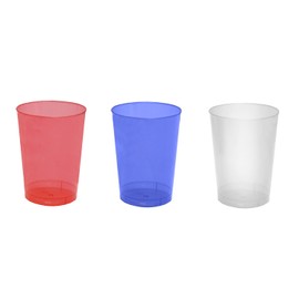 Party Essentials Hard Plastic Disposable Patriotic Tumblers Party Cups, 10 oz/20-Count, Red/Clear/Blue