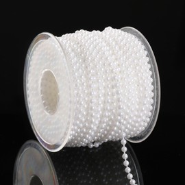AdasBridal Approx 22 Yards White Pearl Spool Rope,Lmitation Pearl Beads Garland String Wedding Party Christmas Tree Decoration DIY Crafts