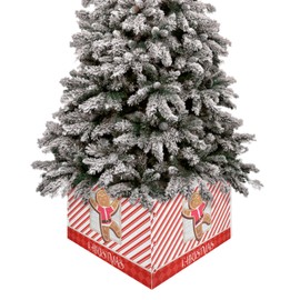 Christmas Tree Collar 4PCS-17"x10", Christmas Tree Ring Christmas Gingerbread Man Red Stripe Christmas Tree Stands Skirts Base Covers for Xmas Holiday Home Decor