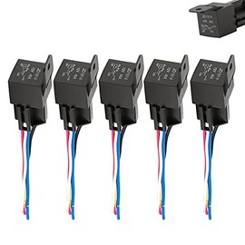 5 Packs 40 Amp 12 V DC Waterproof Relay with Harness 5-PIN SPDT ​Bosch Style Automotive Relay for Automotive Truck Marine Boat Fan