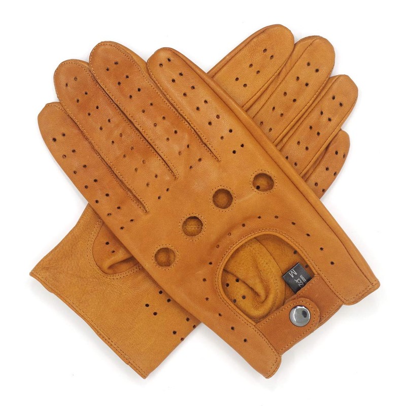 Harssidanzar GM026D Men's Car Gloves Leather Gloves Unlined, Tan