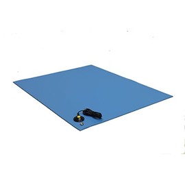ESD Mat with a Grounding Cord, Three Layer Vinyl, 24" X 36" (2' Wide x 3' Long x 0.125" Thick), Blue