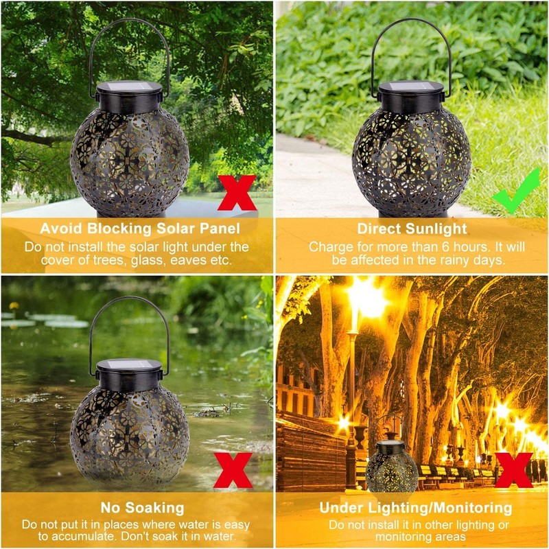 GolWof Solar Lantern Outdoor, LED Solar Light, Waterproof Decorative, Bronze,