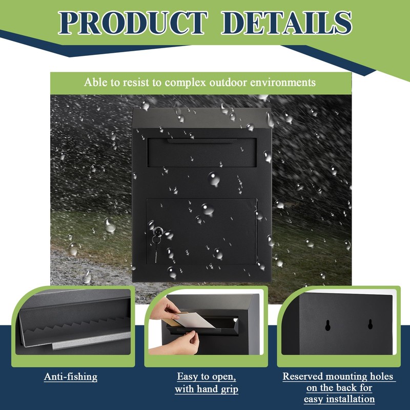 Yaocom Key Lock Mailboxes for Outside Locking Wall Mount Mailbox